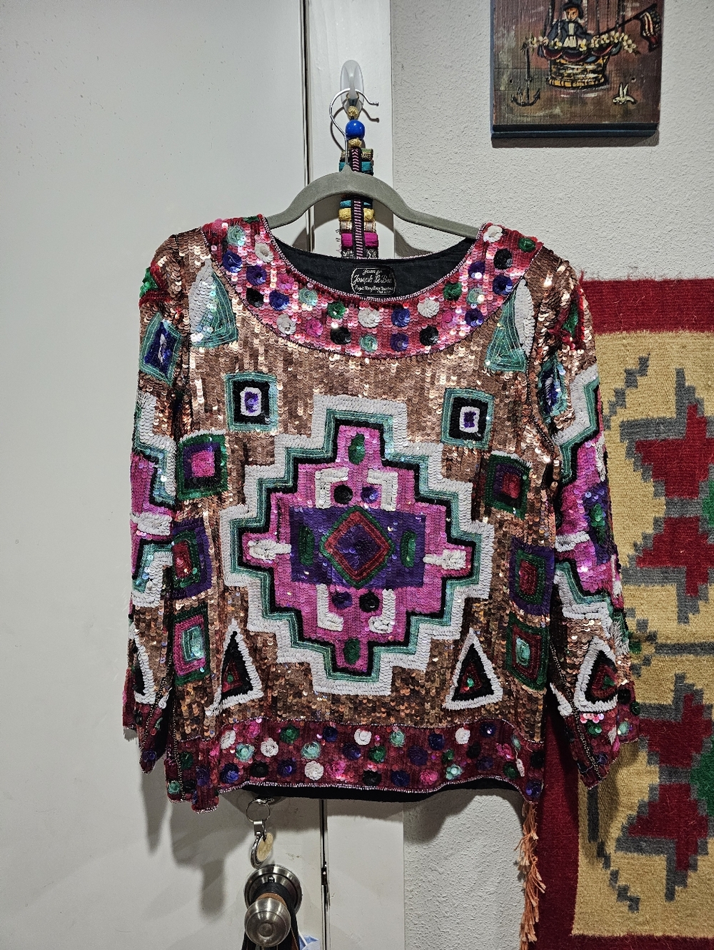 🪩Vintage🪩 Jean For Joseph Le Bon sequined Silk Top S